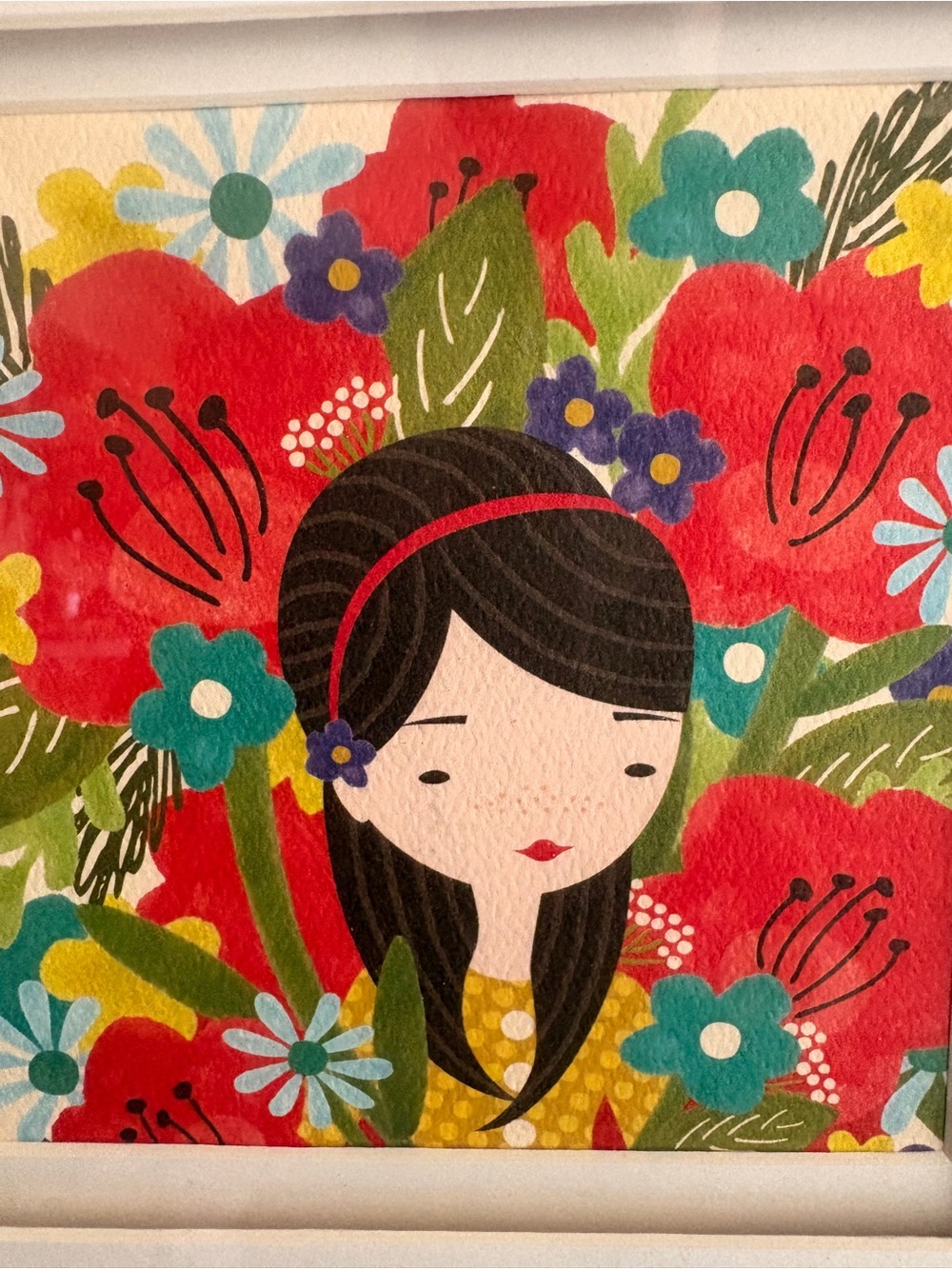 Floral Girl Art Print - Frame included